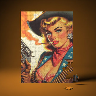 Vintage Western Cowgirl Pin Up Jigsaw Puzzle