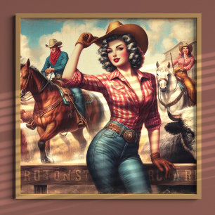 Vintage Western Cowgirl Poster