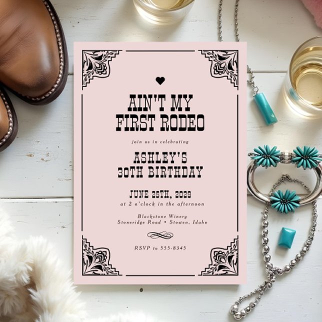 Vintage Western Cowgirl Rodeo 30th Birthday Party Invitation (Creator Uploaded)
