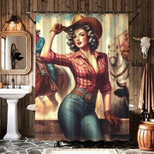Vintage Western Cowgirl Shower Curtain