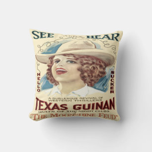 Vintage Western Cowgirl Singer Texas Guinan Cushion