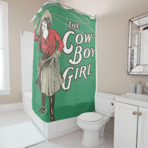 Vintage Western Cowgirl The Cowboy Girl Print Shower Curtain