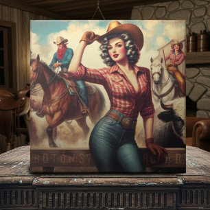 Vintage Western Cowgirl Tile