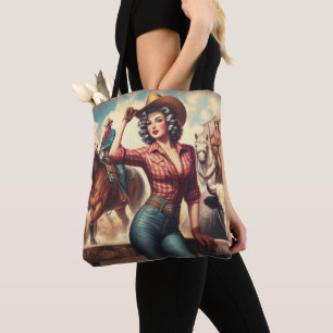 Vintage Western Cowgirl Tote Bag