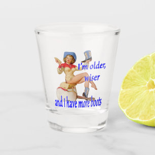 Vintage Western Cowgirl With Boots Shot Glass