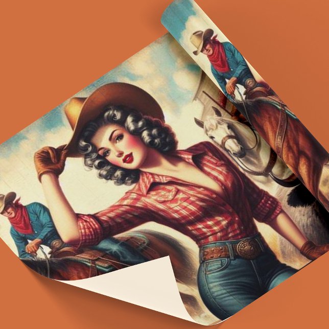 Vintage Western Cowgirl Wrapping Paper (Creator Uploaded)