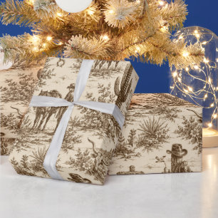 Vintage Western Desert Toile Seamless Pattern Wrapping Paper