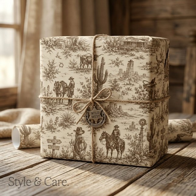 Vintage Western Desert Toile Seamless Pattern Wrapping Paper (Vintage Western Desert Toile Seamless Pattern Wrapping Paper)