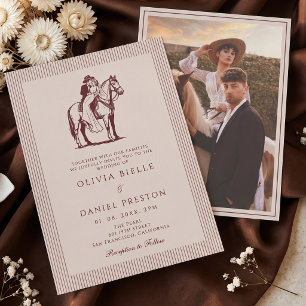 Vintage Western Equestrian Photo Wedding Invitation