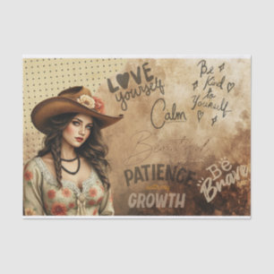  Vintage Western Girl’s Self Love Quote Decoupage Tissue Paper