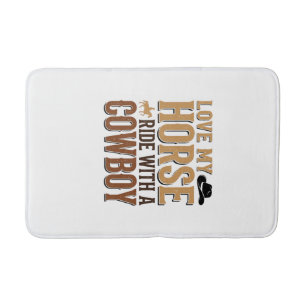 Vintage Western Horse and Cowboy Quote Shirt Desig Bath Mat