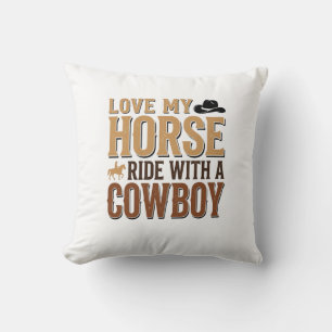Vintage Western Horse and Cowboy Quote Shirt Desig Cushion