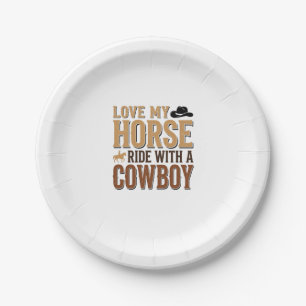 Vintage Western Horse and Cowboy Quote Shirt Desig Paper Plate