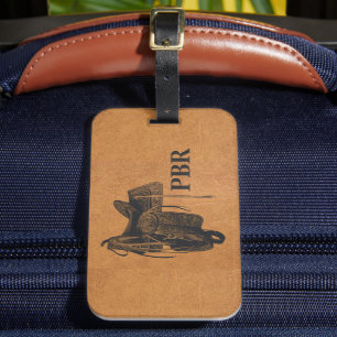 Vintage Western Horse Saddle Monogram Luggage Tag