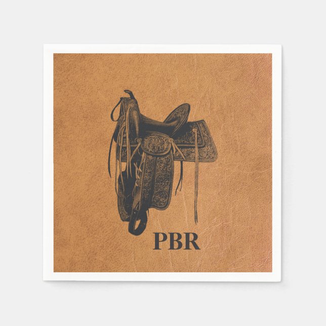 Vintage Western Horse Saddle Monogram  Napkin (Front)