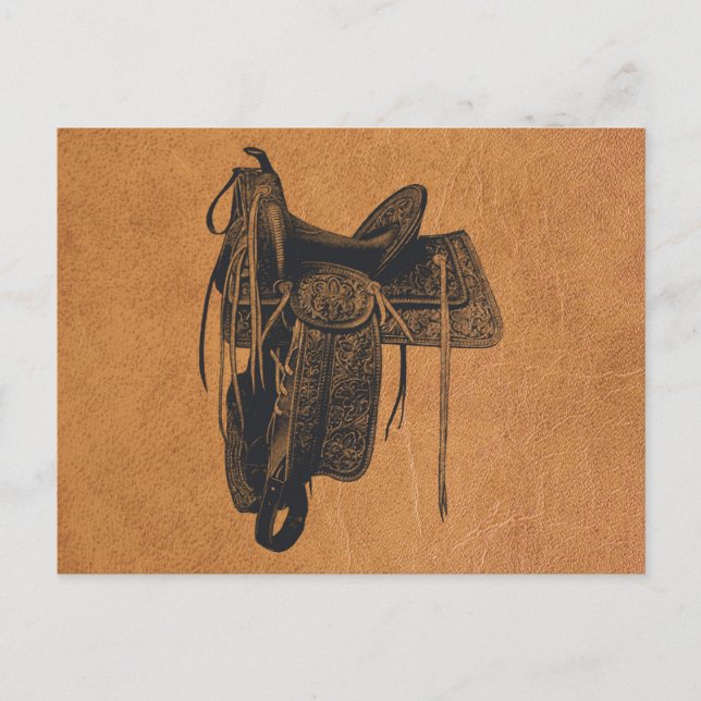 Vintage Western Horse Saddle  Postcard (Front)