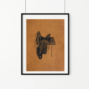 Vintage Western Horse Saddle  Poster