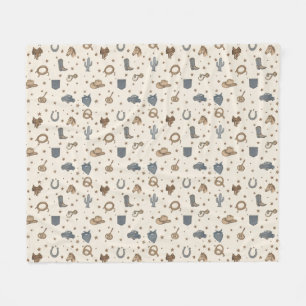 Vintage Western Icons Pattern Fleece Blanket
