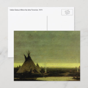 Vintage Western, Indian Camp at Dawn by Tavernier Postcard