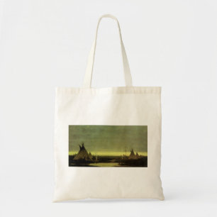 Vintage Western, Indian Camp at Dawn by Tavernier Tote Bag