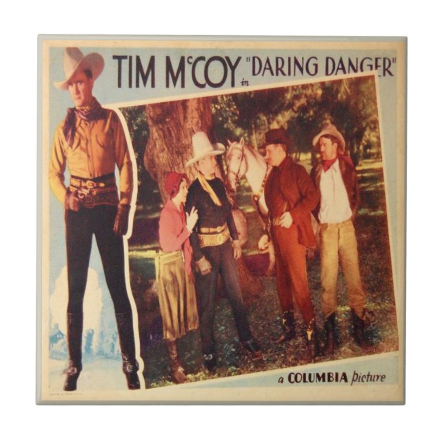 Vintage Western Movie Poster Daring Danger Tile (Front)