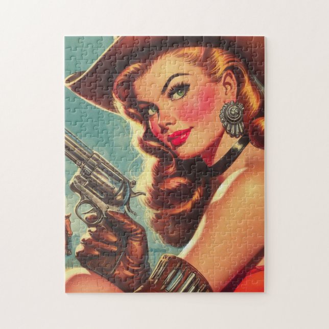 Vintage Western Pin-up Jigsaw Puzzle (Vertical)