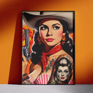 Vintage Western Pin-up Poster