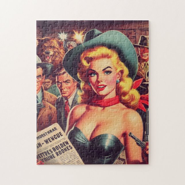 Vintage Western Pulp Girl Jigsaw Puzzle (Vertical)