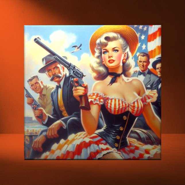 Vintage Western Pulp Girl Tile (Creator Uploaded)