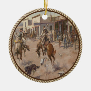 Vintage Western Quiet Day In Utica Ceramic Tree Decoration