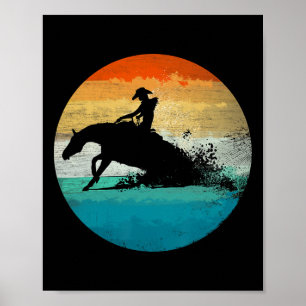 Vintage Western Rider Reining Horse Quarter Slidin Poster