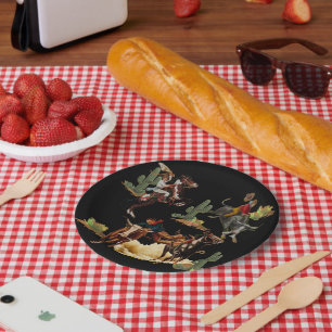 Vintage Western Rodeo Events Cowboy Cowgirl     Paper Plate