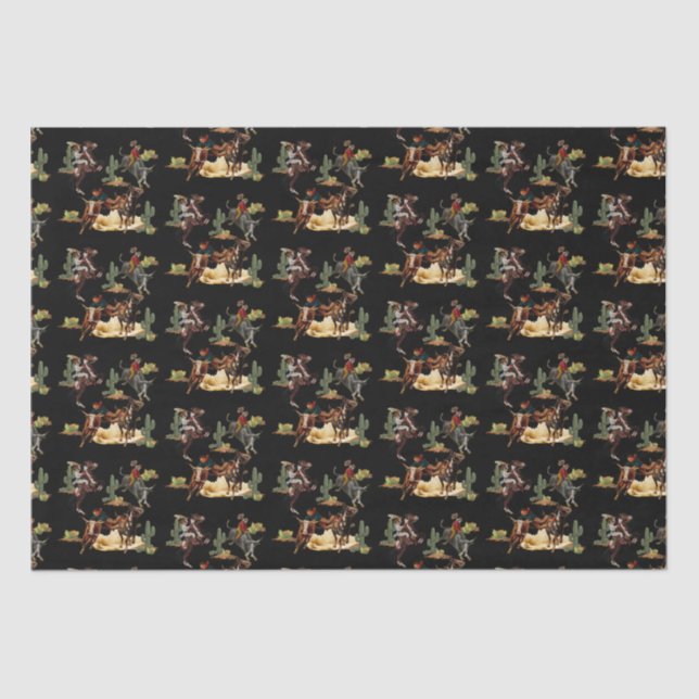 Vintage Western Rodeo Events Cowboy Cowgirl  Tissue Paper (Front)