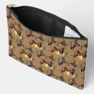 Vintage Western Rodeo Events Cowgirl Cowboy Accessory Pouch