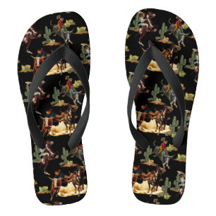 Vintage Western Rodeo Events Cowgirl Cowboy  Jandals