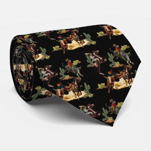 Vintage Western Rodeo Events Cowgirl Cowboy Ne Tie