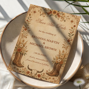 Vintage Western Rustic Save The Date