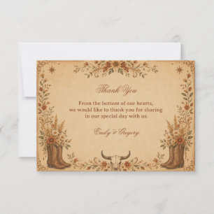 Vintage Western Rustic Thank You Card