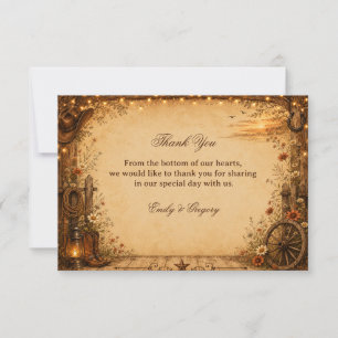 Vintage Western Rustic Thank You Card
