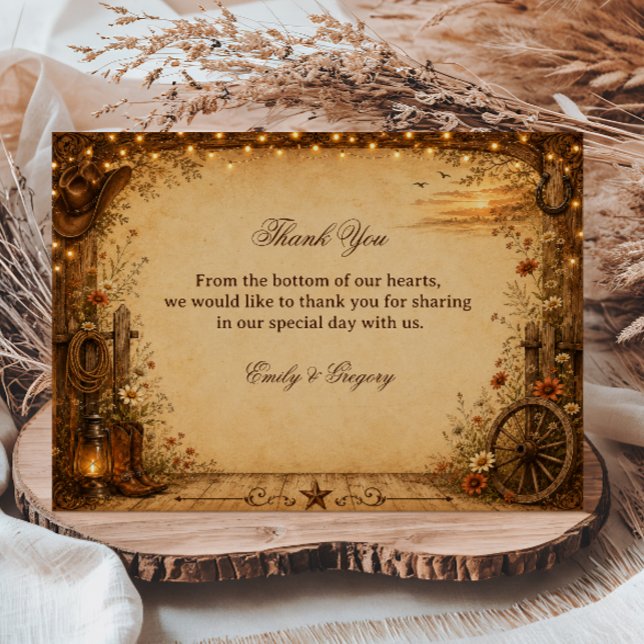 Vintage Western Rustic Thank You Card (Creator Uploaded)