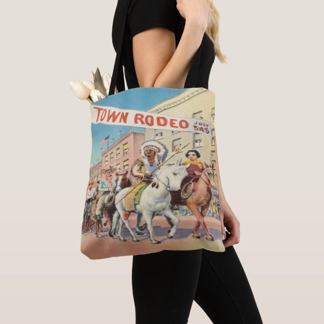 Vintage Western Town Rodeo Parade Tote Bag (Close Up)