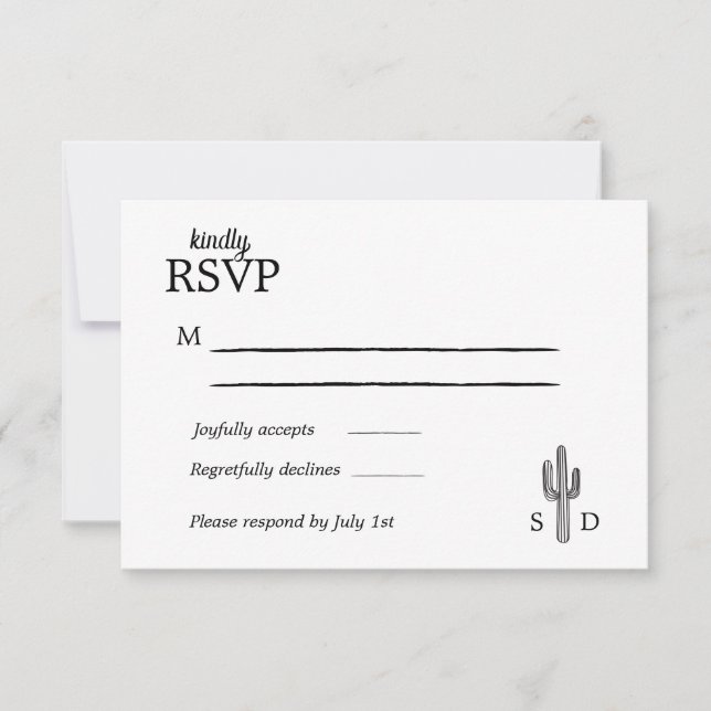 Vintage Western Wedding RSVP card (Front)
