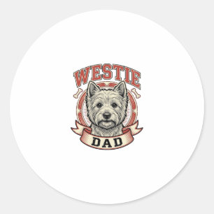 Vintage Westie Dad Dog Lover Shirt Design_1 Classic Round Sticker