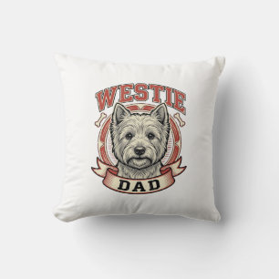 Vintage Westie Dad Dog Lover Shirt Design_1 Cushion
