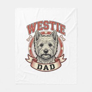 Vintage Westie Dad Dog Lover Shirt Design_1 Fleece Blanket