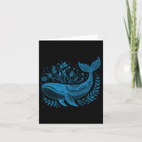 Vintage Whale Floral 90s Marine Biology Animal Sci