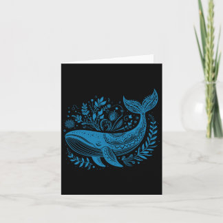 Vintage Whale Floral 90s Marine Biology Animal Sci Card