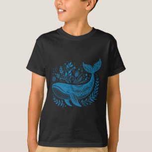 Vintage Whale Floral 90s Marine Biology Animal Sci T-Shirt