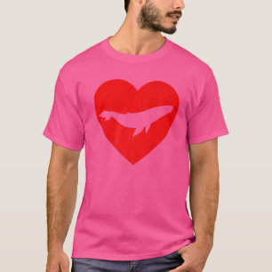 Vintage Whale Red Heart Animal  Valentines Day T-Shirt