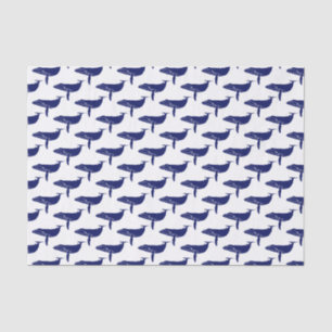 Vintage Whale Silhouette Drawing Blue Tissue Paper